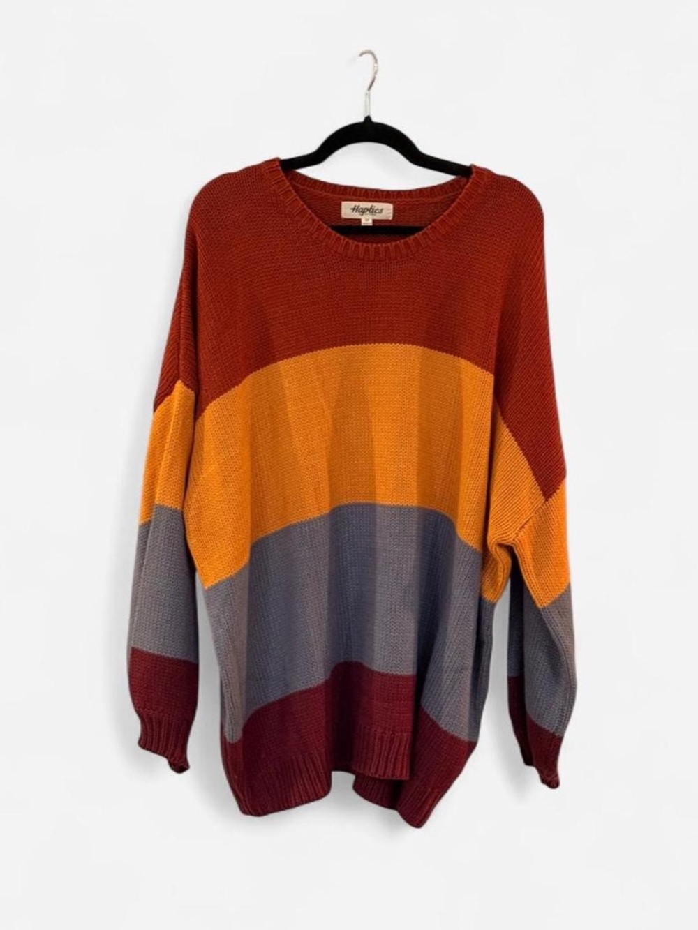 NWOT! Plus size Colorblock Crewneck Sweater in Rust/Gold/Gray